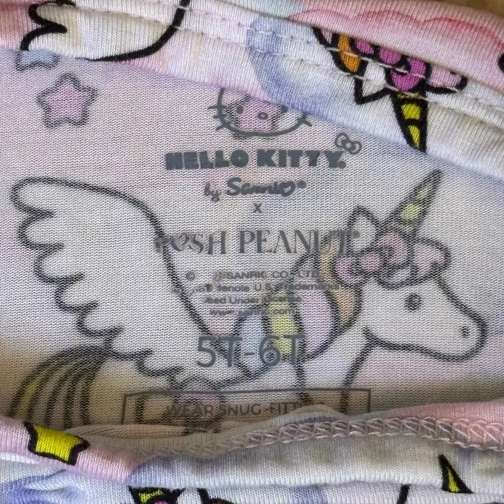 Posh Peanut Hello Kitty Unicorn Bamboo Long Sleeve Pajama Top Pink 5T 6T Toddler